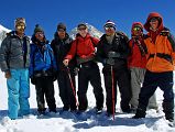 10 15 Climbing Sherpa Palde, Pemba Rinjii, Pal Dorje, Jerome Ryan, Guide Gyan Tamang, Tenzing, Pasang On Glacier To West Col With Makalu Behind We stopped for a team photo just before the West Col - from left to right: climbing Sherpa Palde, cook Pemba Rinjii, porter Pal Dorje, Jerome Ryan, guide Gyan Tamang, porter Tenzing, and cook helper Pasang.